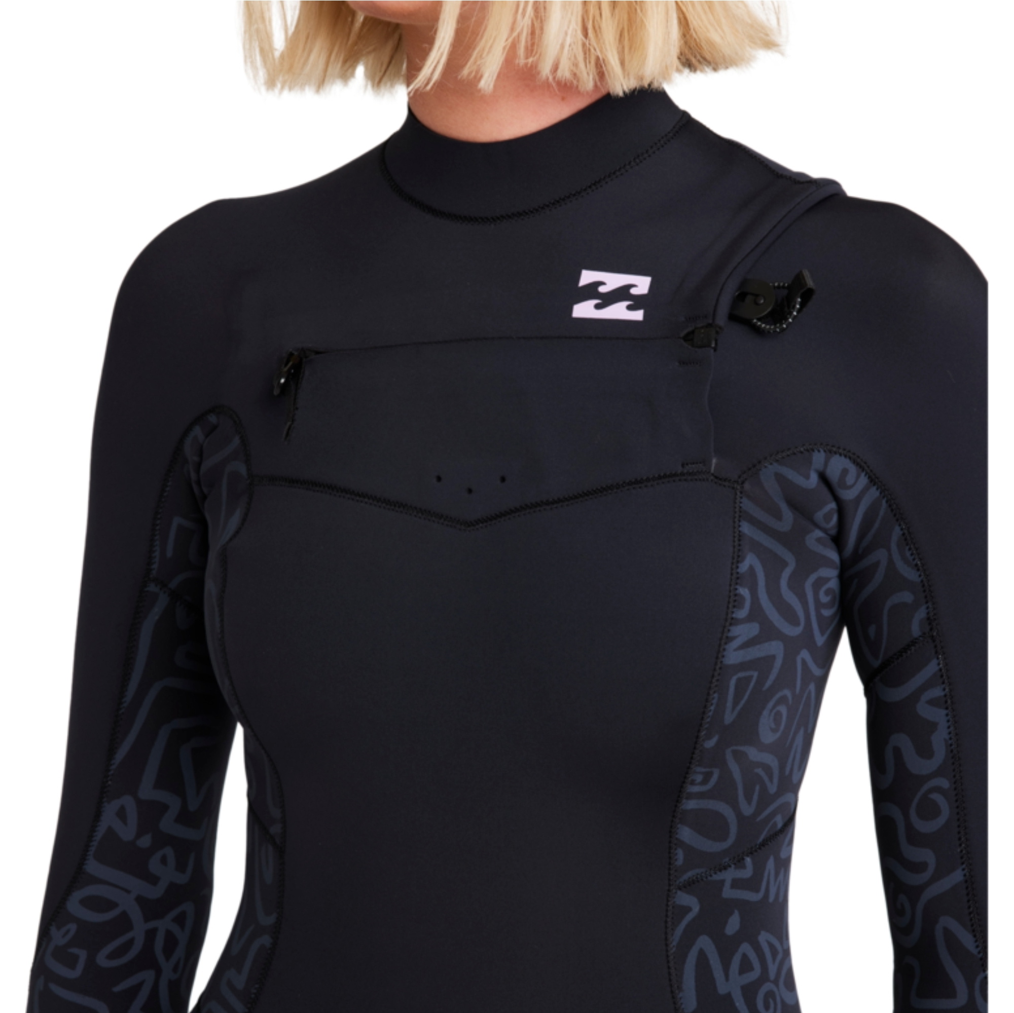 2026 Billabong Womens Synergy Natural 3/2mm Chest Zip Wetsuit 24BW191510 - Black Fade
